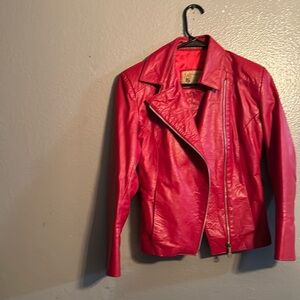 Red Leather Jacket Small Made in Argentina
